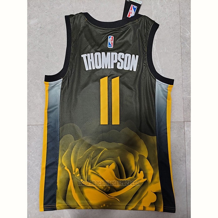 Camiseta Golden State Warriors Klay Thompson #11 Ciudad 2022-23 Negro